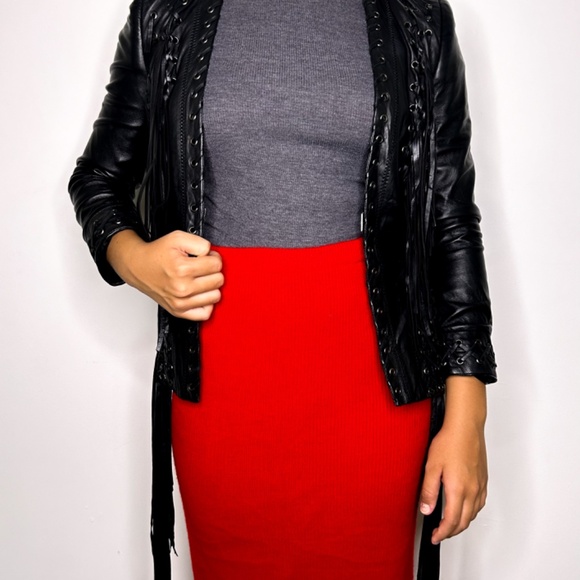 Black leather Just Cavalli Jacket Croped with fringe Size 38 - Picture 4 of 8